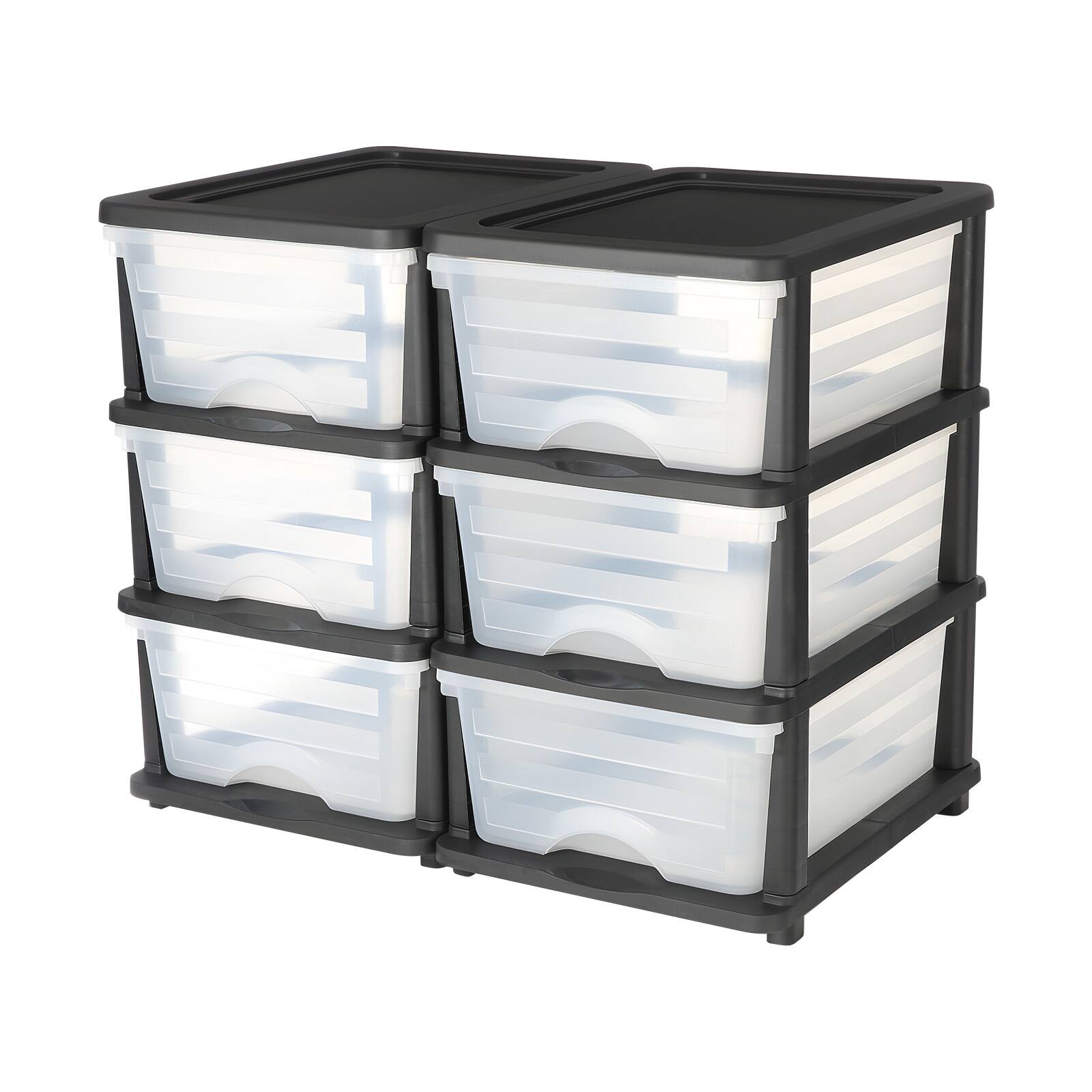 Alt View 5. VEVOR - Plastic Storage Drawers, 2 Pack Storage Organizer Drawer, 6 Drawers Closet Organization and Storage Dividers - Black, transparent, white.