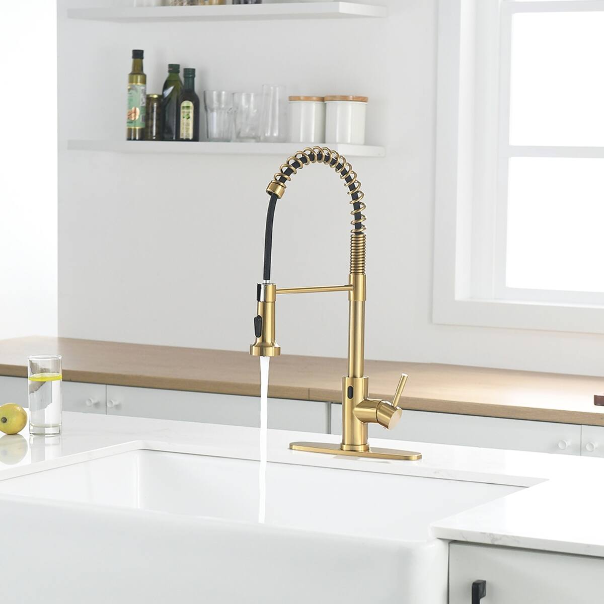 Alt View 1. Ropilly - Ropilly Touchless Kitchen Faucet with Pull Down Sprayer, Hands Free Automatic Single Handle Kitchen Sink Faucet - Brushed Gold.