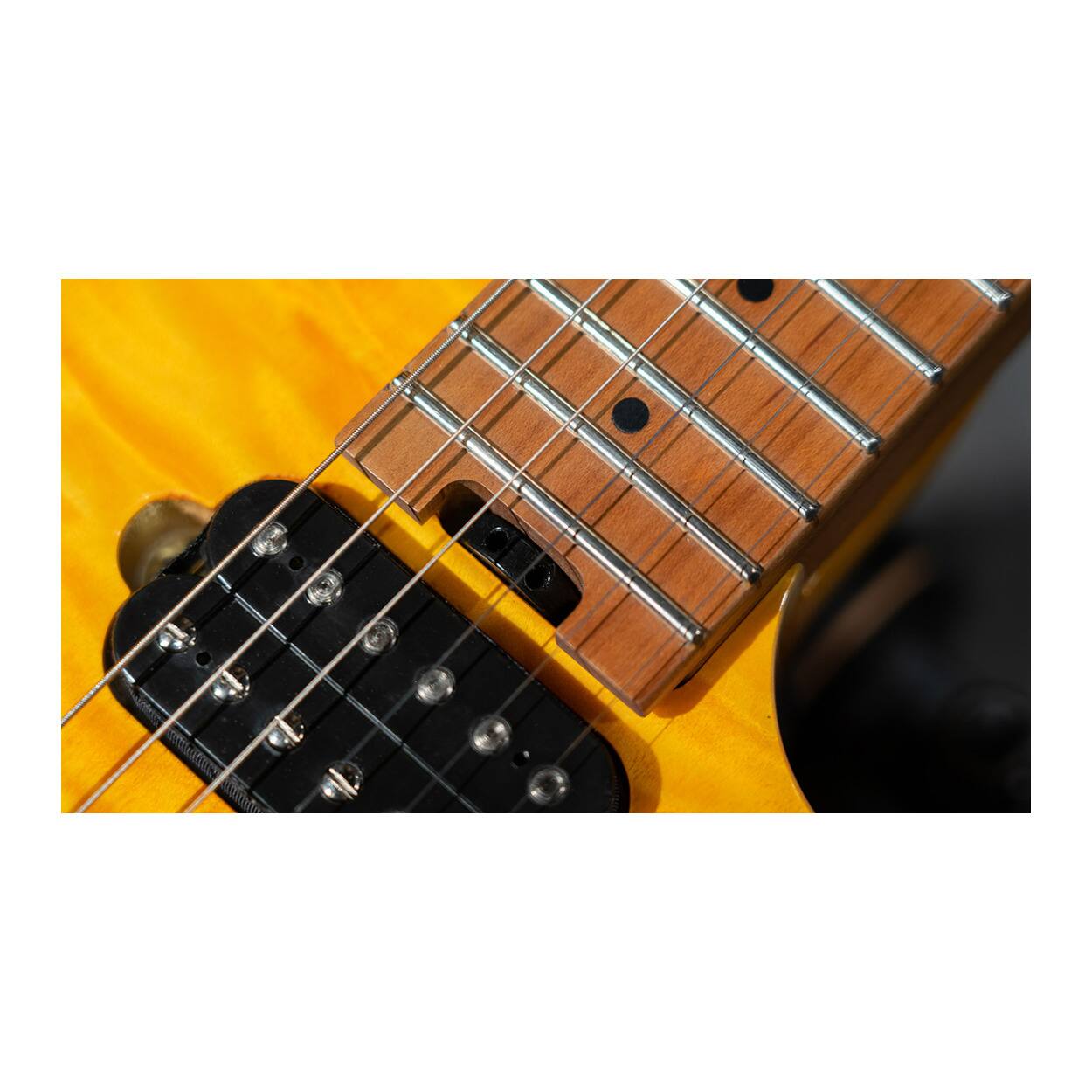 Angle. EVH - EVH Wolfgang Standard QM 6-String Electric Guitar (Right-Handed, Trans Amber).