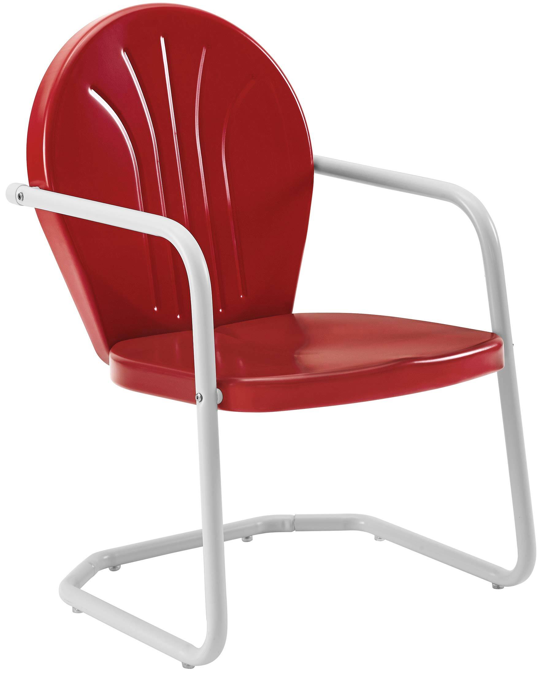 Angle. Crosley Furniture - Griffith 3Pc Retro Outdoor Bistro Set - Bistro Table & 2 Chairs - Bright Red Gloss.