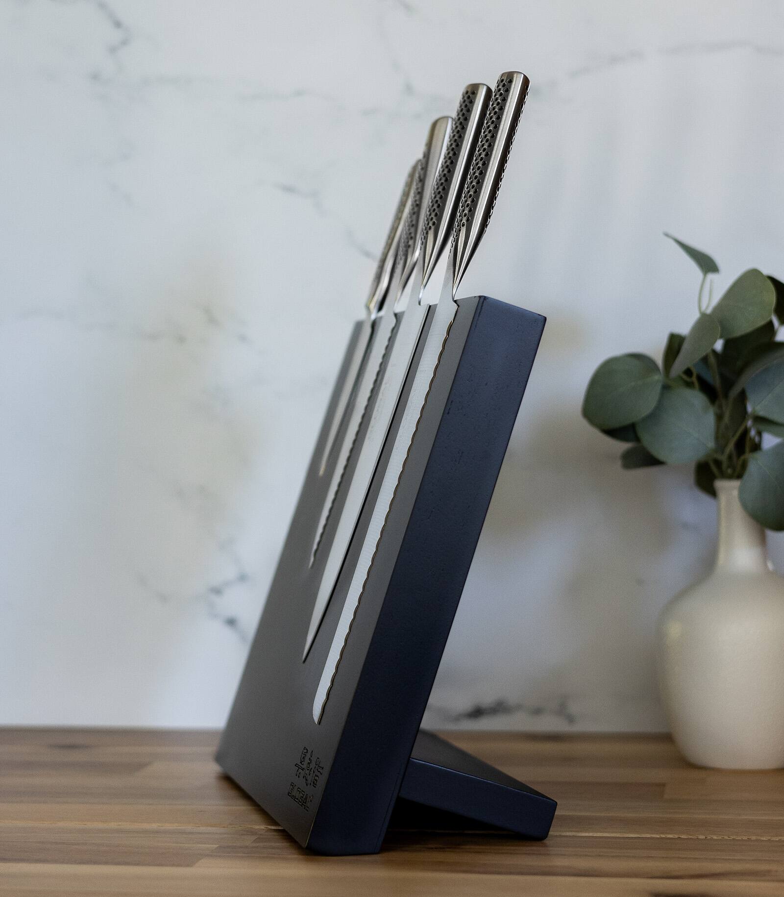 Alt View 3. Global - Bitoku Classic Essentials 5 Piece Knife Set with Magnetic Block, Rubberwood - Rubberwood.