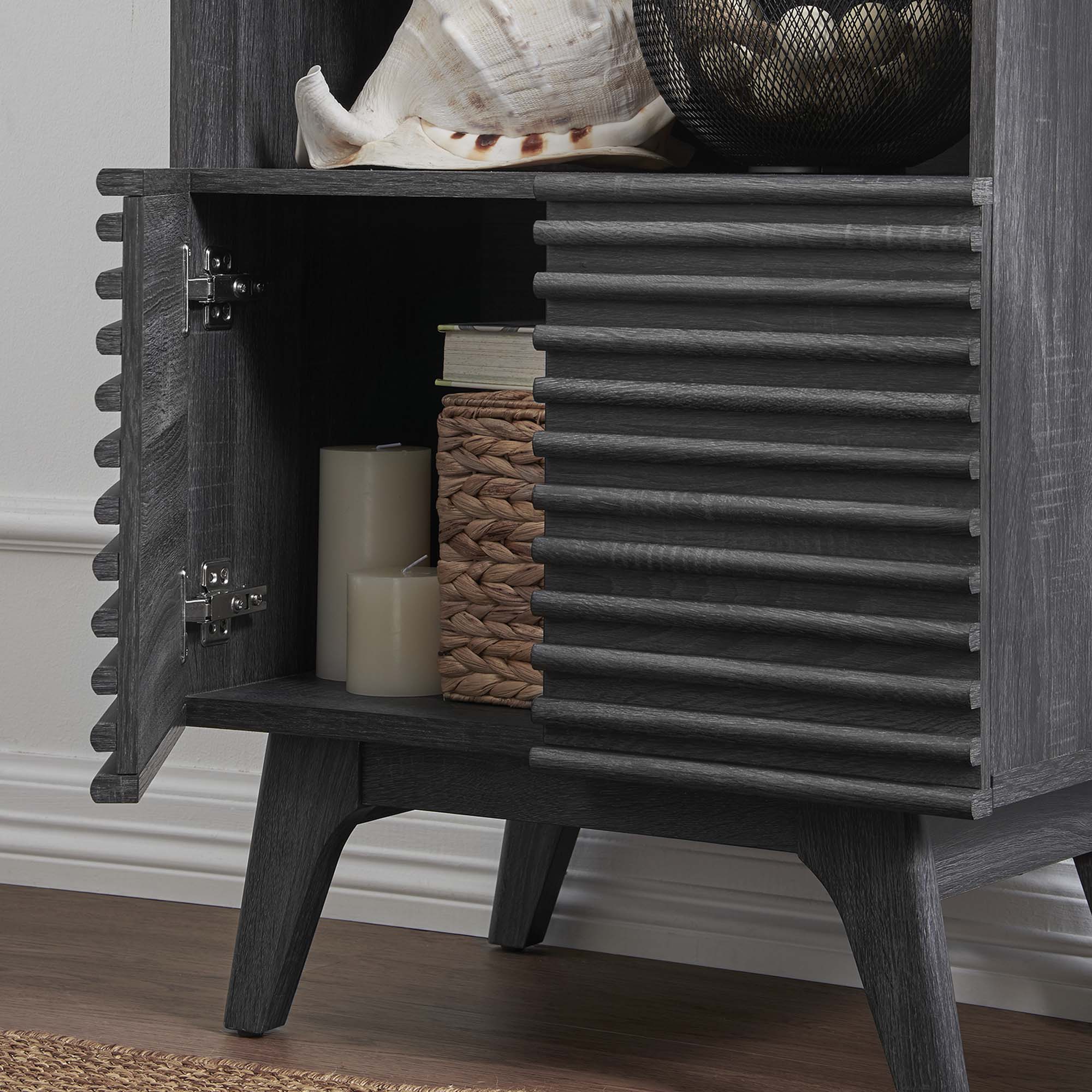 Alt View 1. Modway - Render Display Cabinet Bookshelf by Modway - Charcoal.