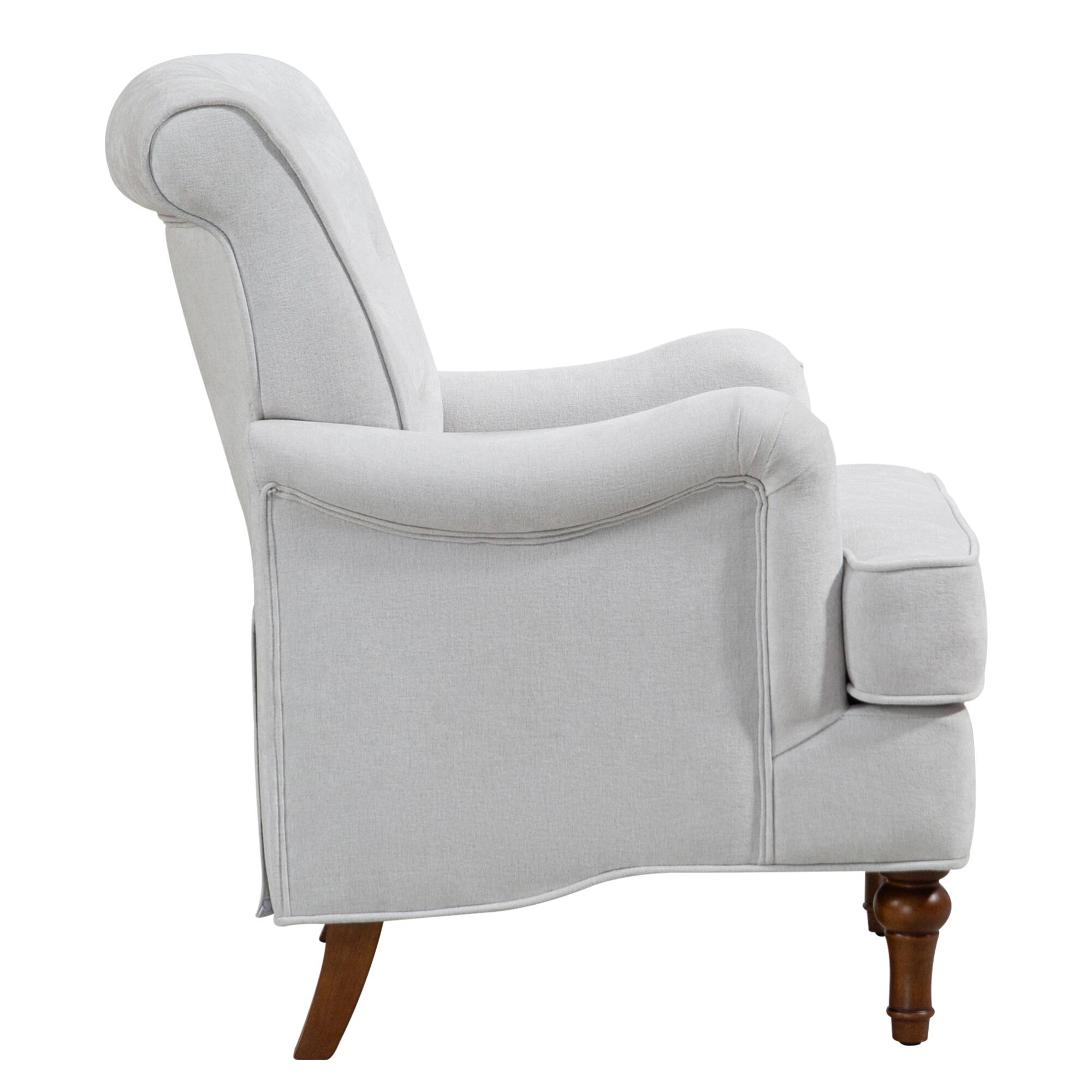 Alt View 7. GOODSILO - Comfortable Upholstered Accent Armchair with Ergonomic Support and Retro Wooden Legs for Living Room or Office - Oatmeal.