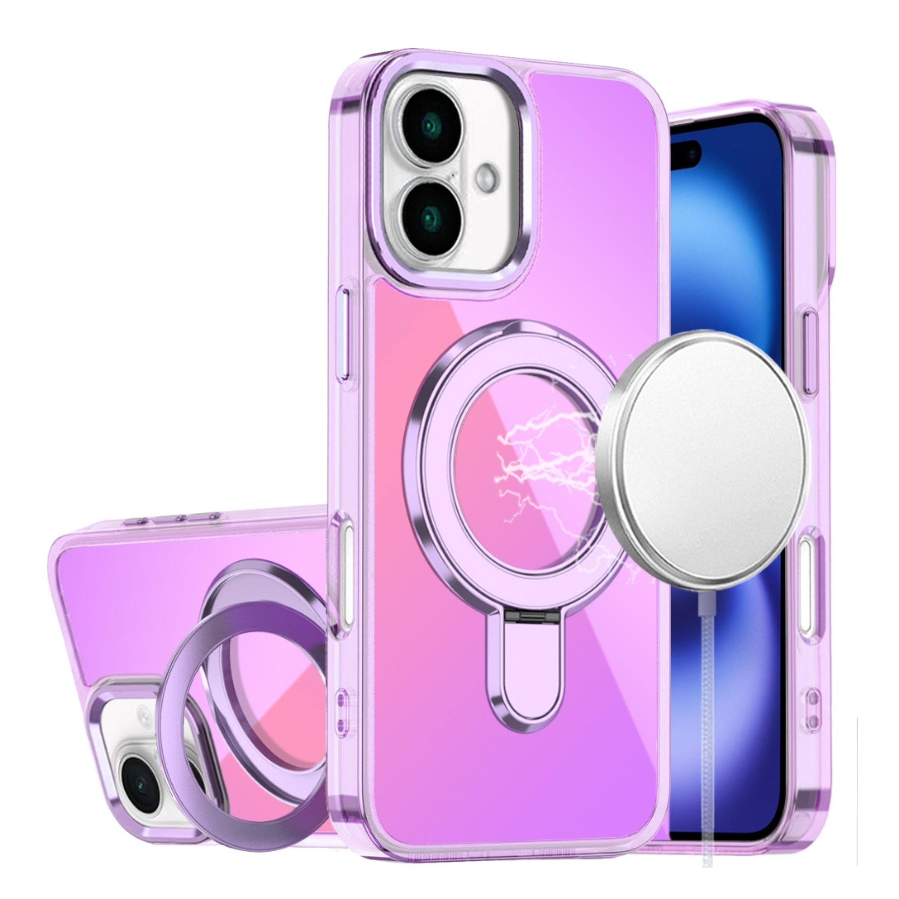 Kitcheniva - Radiant Chrome Magnetic Circle Stand Phone Case With Tempered Glass For iPhone 17 - Light Purple price history on PriceWatchPro