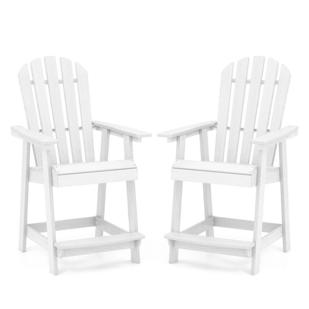 Alt View 5. Pefilos - HDPE Patio Chair, Ergonomic Bar Stool with Comfortable Armrests and Extra Footrest - White.