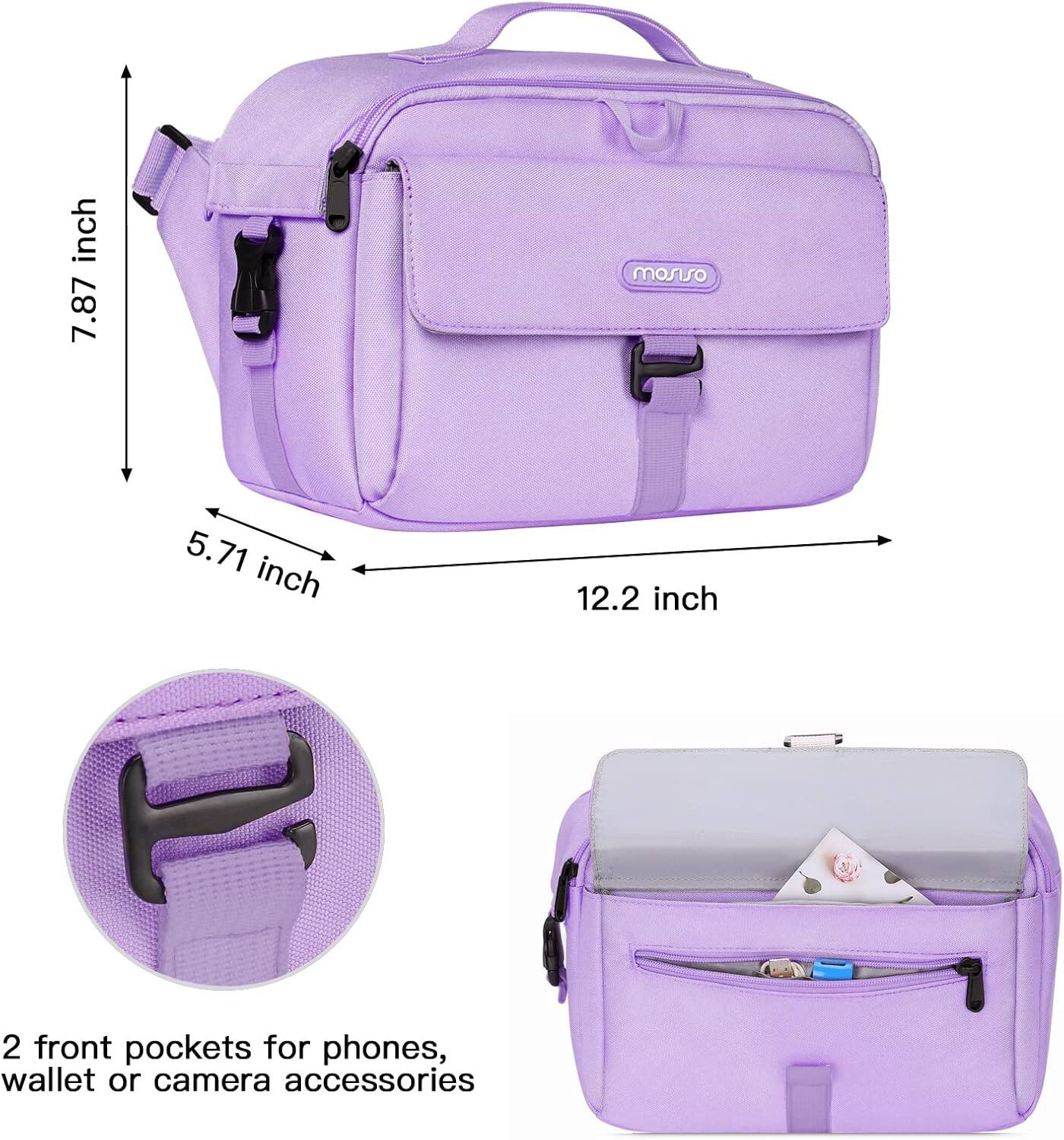 7.87 inch  
5.71 inch  
12.2 inch  
2 front pockets for phones, wallet or camera accessories