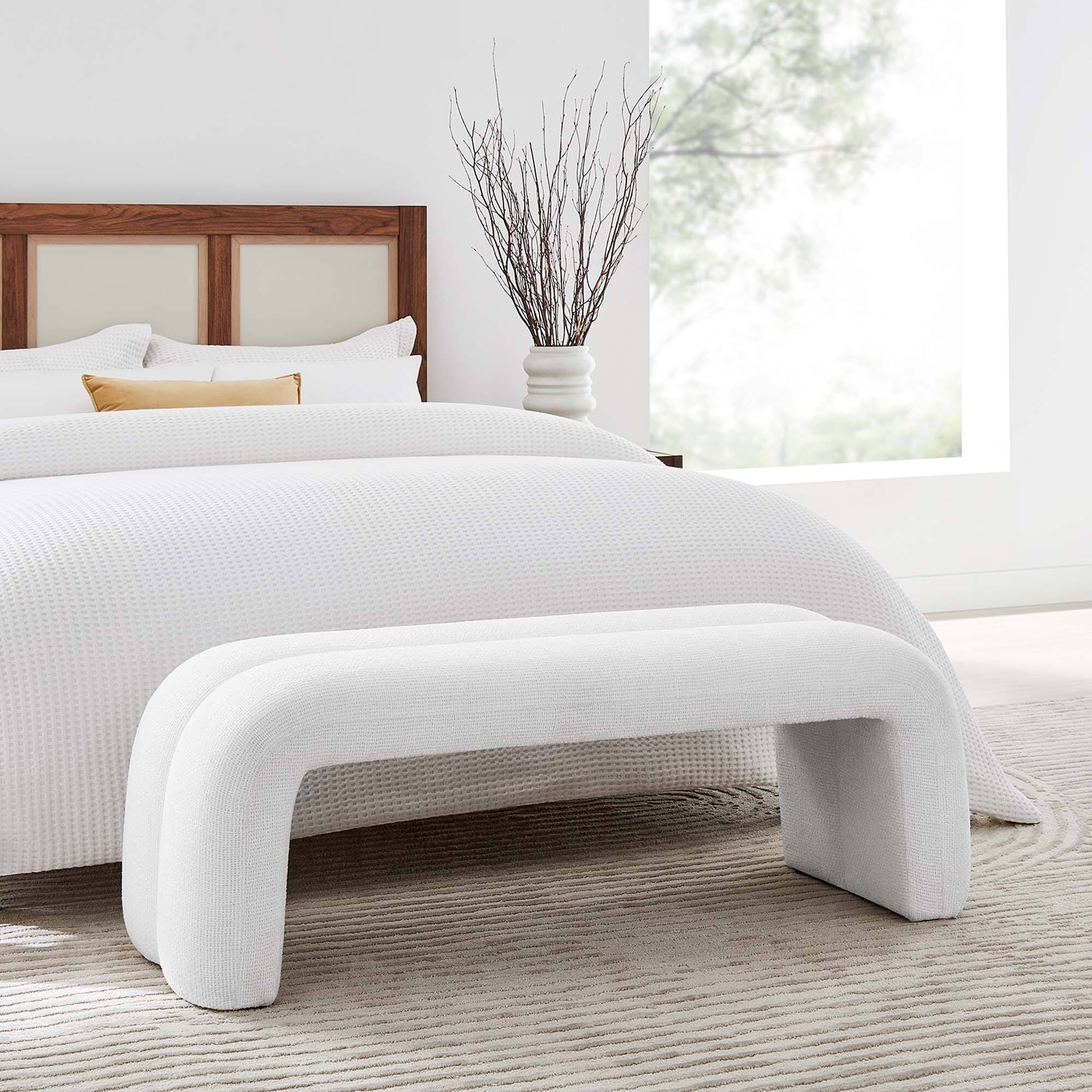 Alt View 4. Modway - Dax 50.5" Chenille Upholstered Accent Bench by Modway - White.