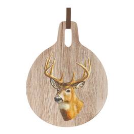BreeBe - Deer Print Cutting Board Decor 7.75"D - Brown, White