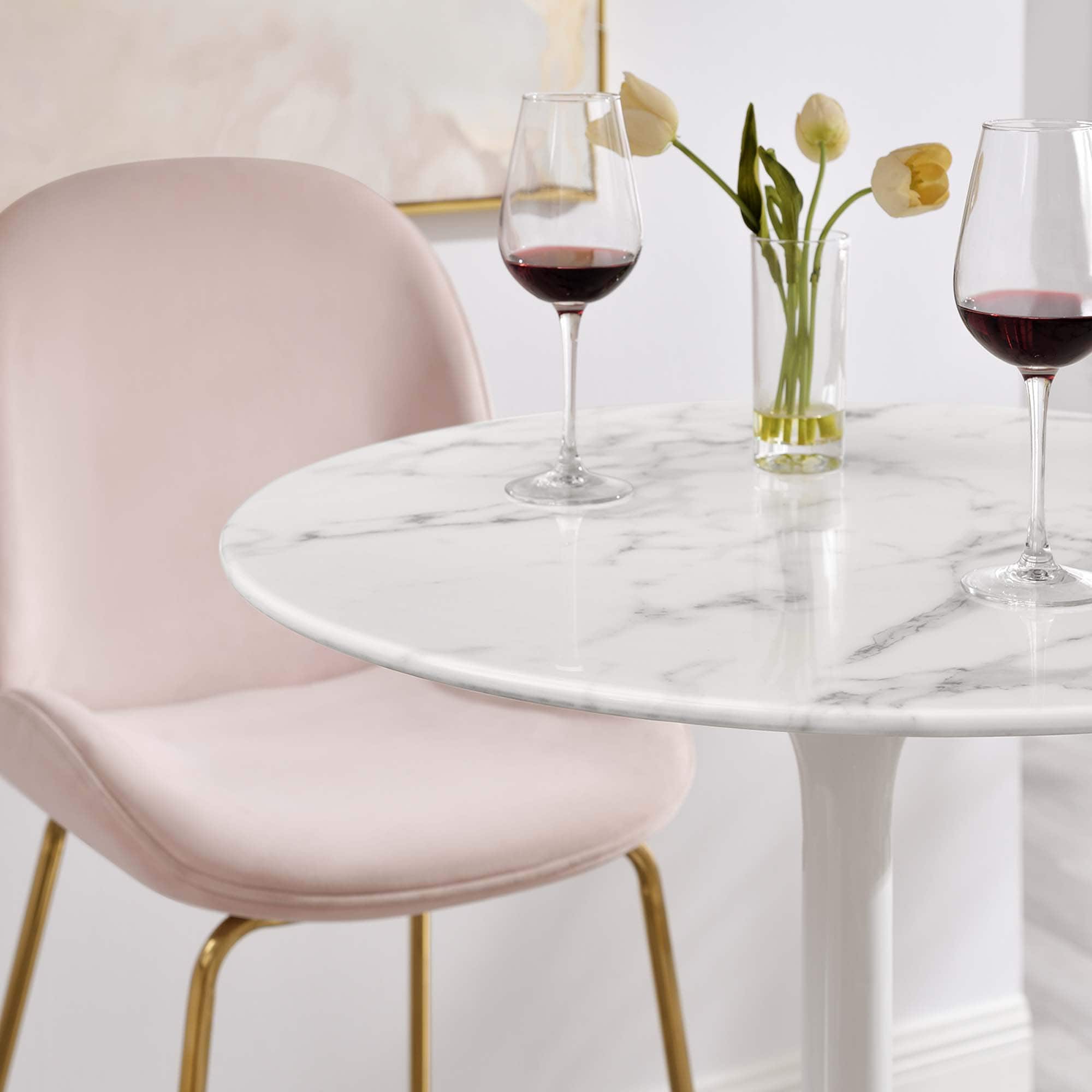 Modway - Lippa Round Artificial Marble Bar Table - White