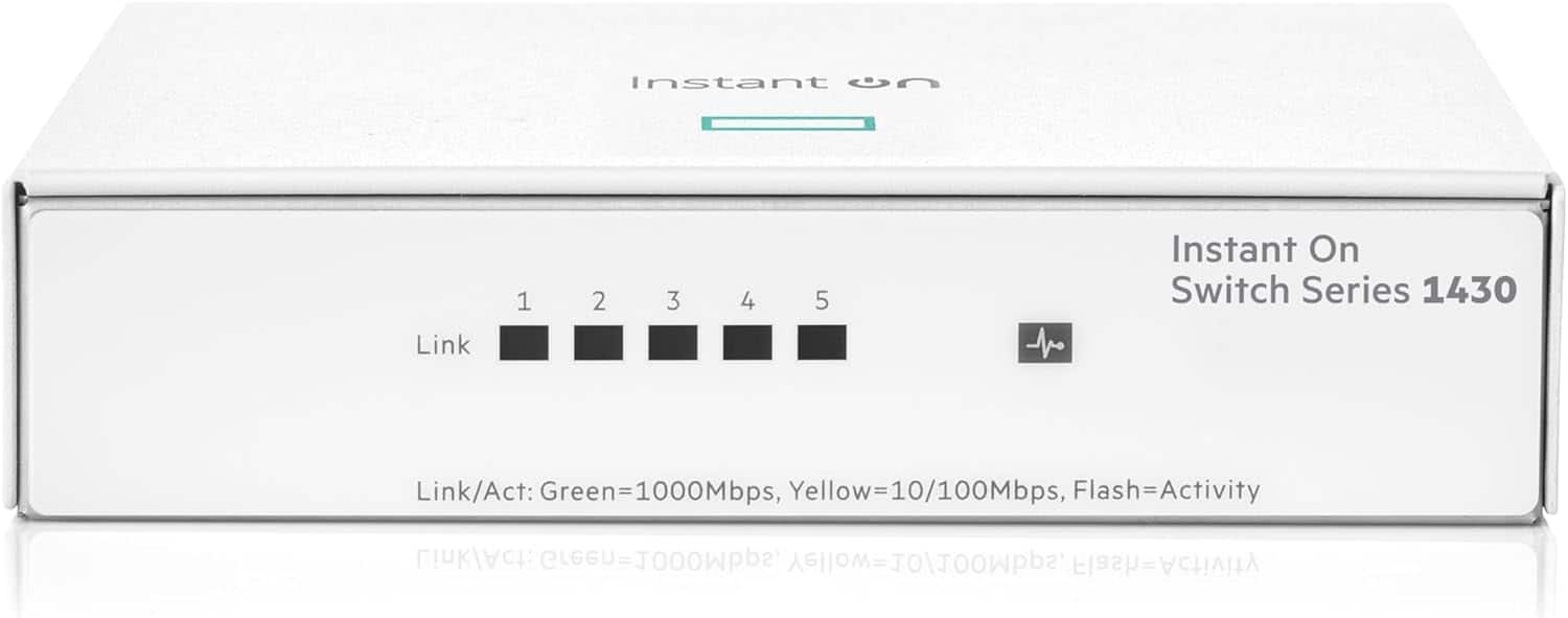 HPE Networking Instant On - Switch Series 1430 5-Port Gb Unmanaged Layer 2 Ethernet Switch R8R44A#ABA - White