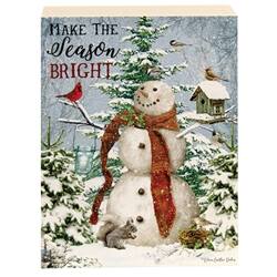 Left. BreeBe - Woodland Snowman & Friends Wooden Block Sign - 5.25"x7" - 3 Asstd. - Multicolor.