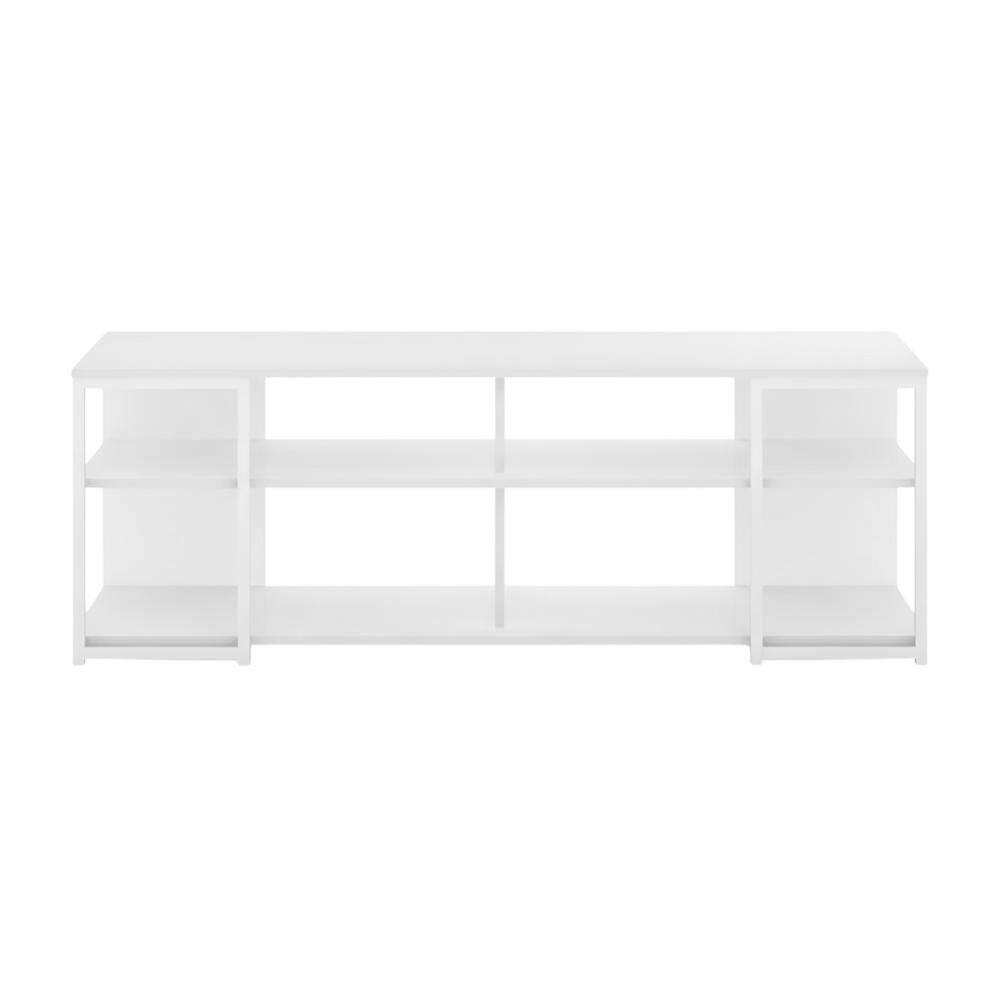 Alt View 3. FurniFact - White Modern TV stand, up to 65-inch flat screens, metal, wood construction - White.