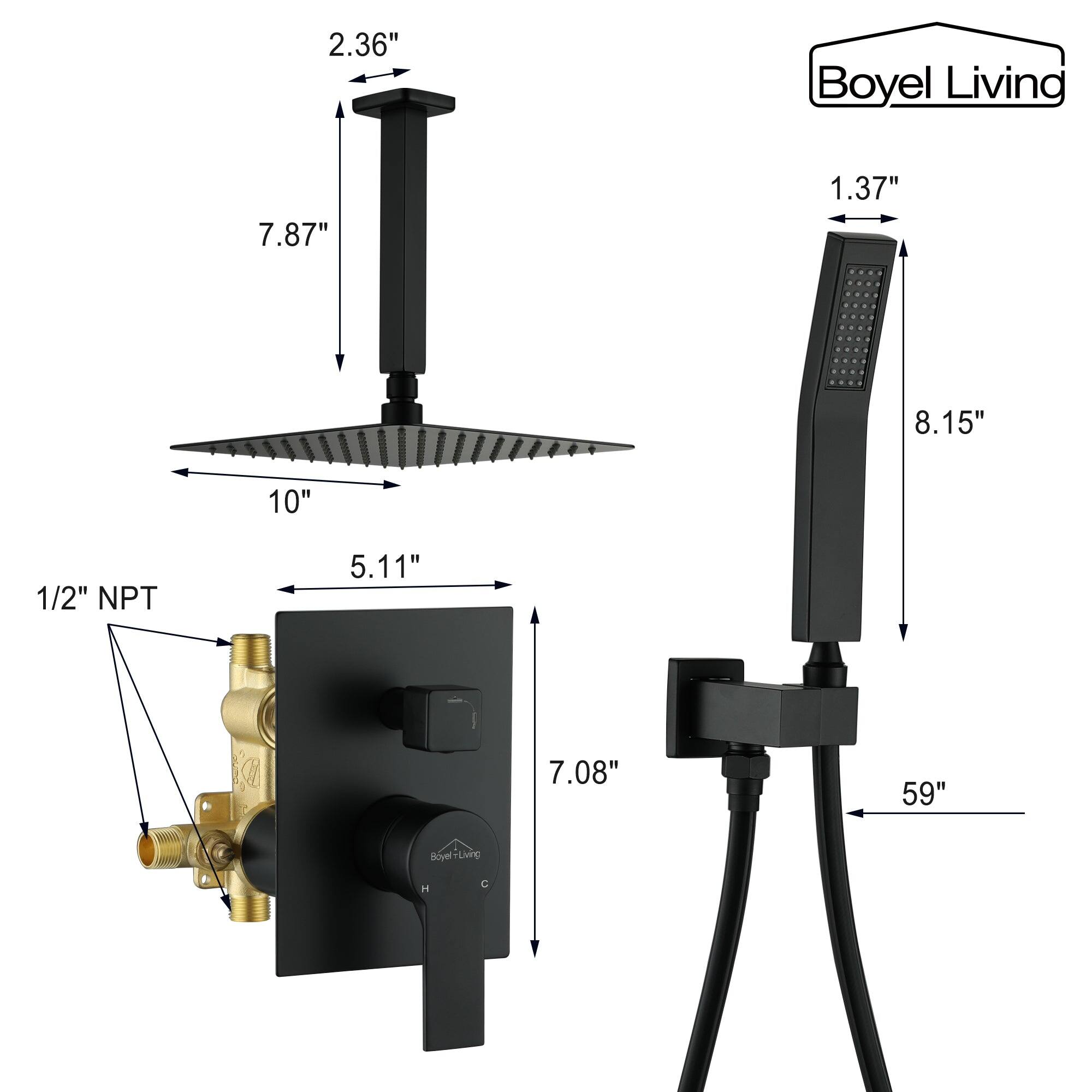 Boyel Living, 1/2" NPT, 2.36", 7.87", 1.37", 8.15", 10", 5.11", 7.08", 59"