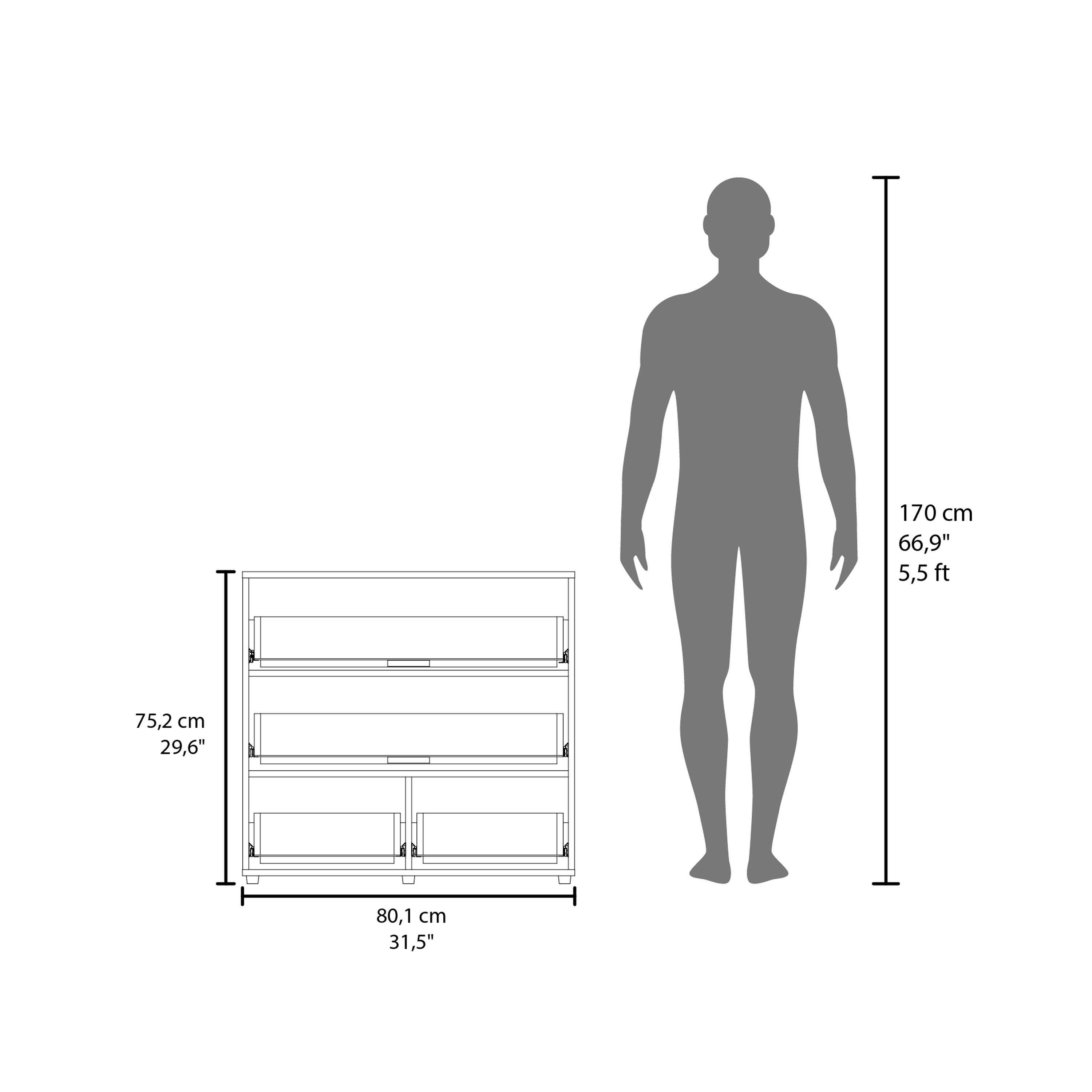 170 cm  
66.9"  
5.5 ft  

75.2 cm  
29.6"  

80.1 cm  
31.5"