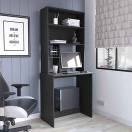 TinyHomie - Computer Hutch Desk Lower Shelf Four Shelves - Black