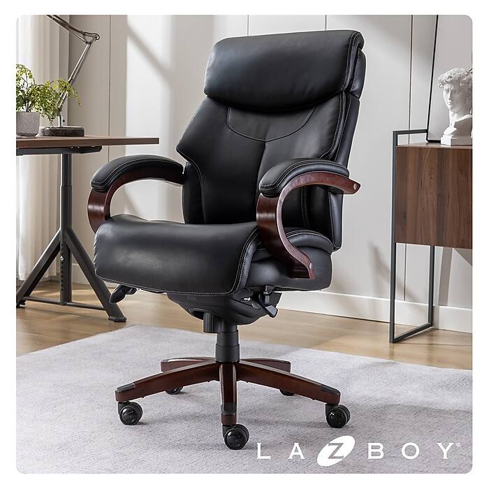 Alt View 2. La-Z-Boy - La-Z-Boy Bradley Bonded Leather Executive Chair, Black (46089-CC) - Black.