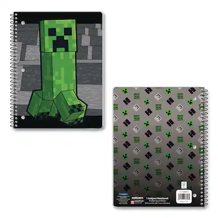 - MINECRAFT
- 1 Subject Notebook
- 10 Wide Ruled Sheets
- 10.5 in x 8 in (26.7 cm x 20.3 cm)