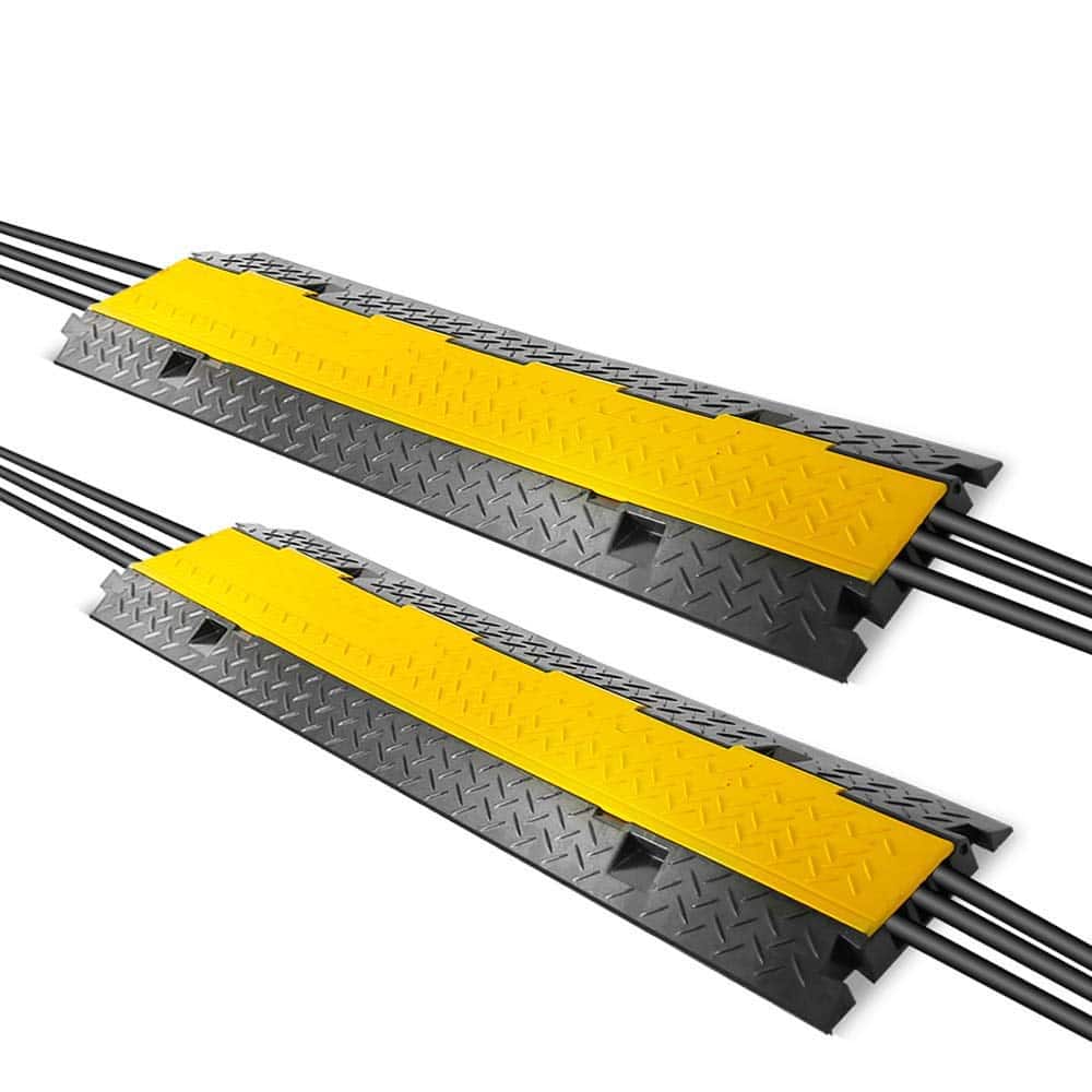 Pyle - Ramp-3 Channel Rubber Floor Cord Concealer-Heavy Duty Cable Protector