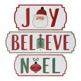 BreeBe - Metal Holiday Sentiment Plaque (Set of 3) - White, Red, Green
