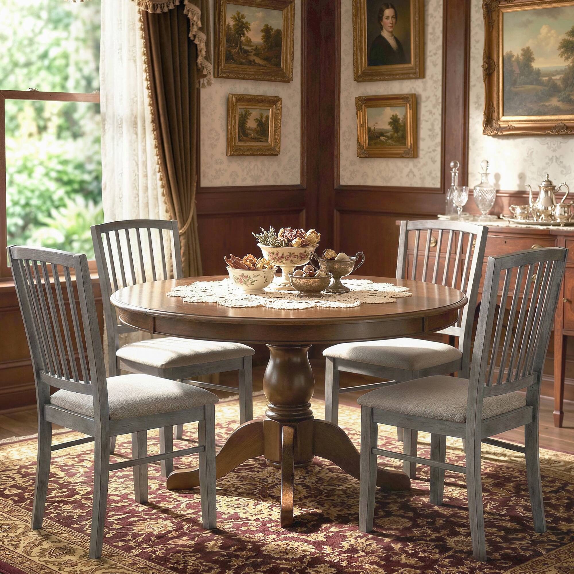 Alt View 8. Homcom - Chairs Upholstered Kitchen Chairs with Rubberwood Legs Set of 2 - Rustic Gray.