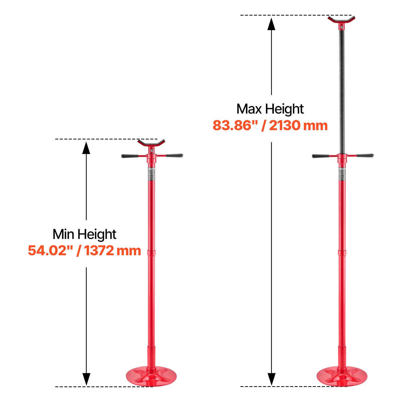 Max Height 83.86" / 2130 mm  
Min Height 54.02" / 1372 mm