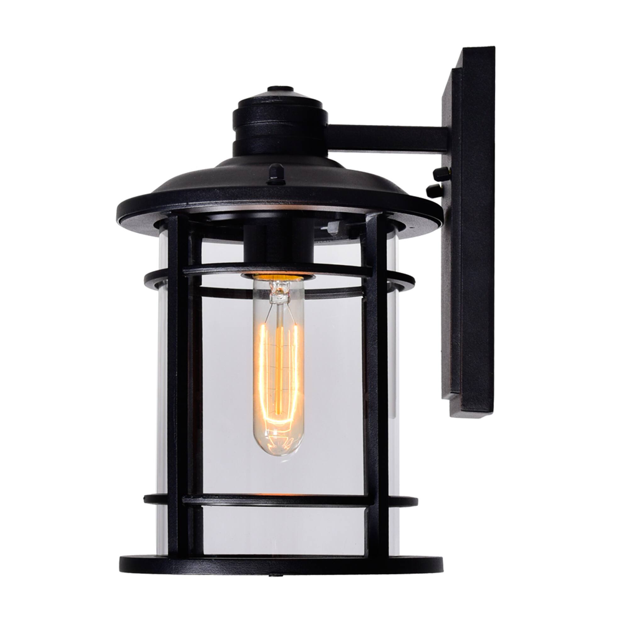 Left. CWI Lighting - Belmont 1 Light Outdoor Black Wall Lantern - Black.