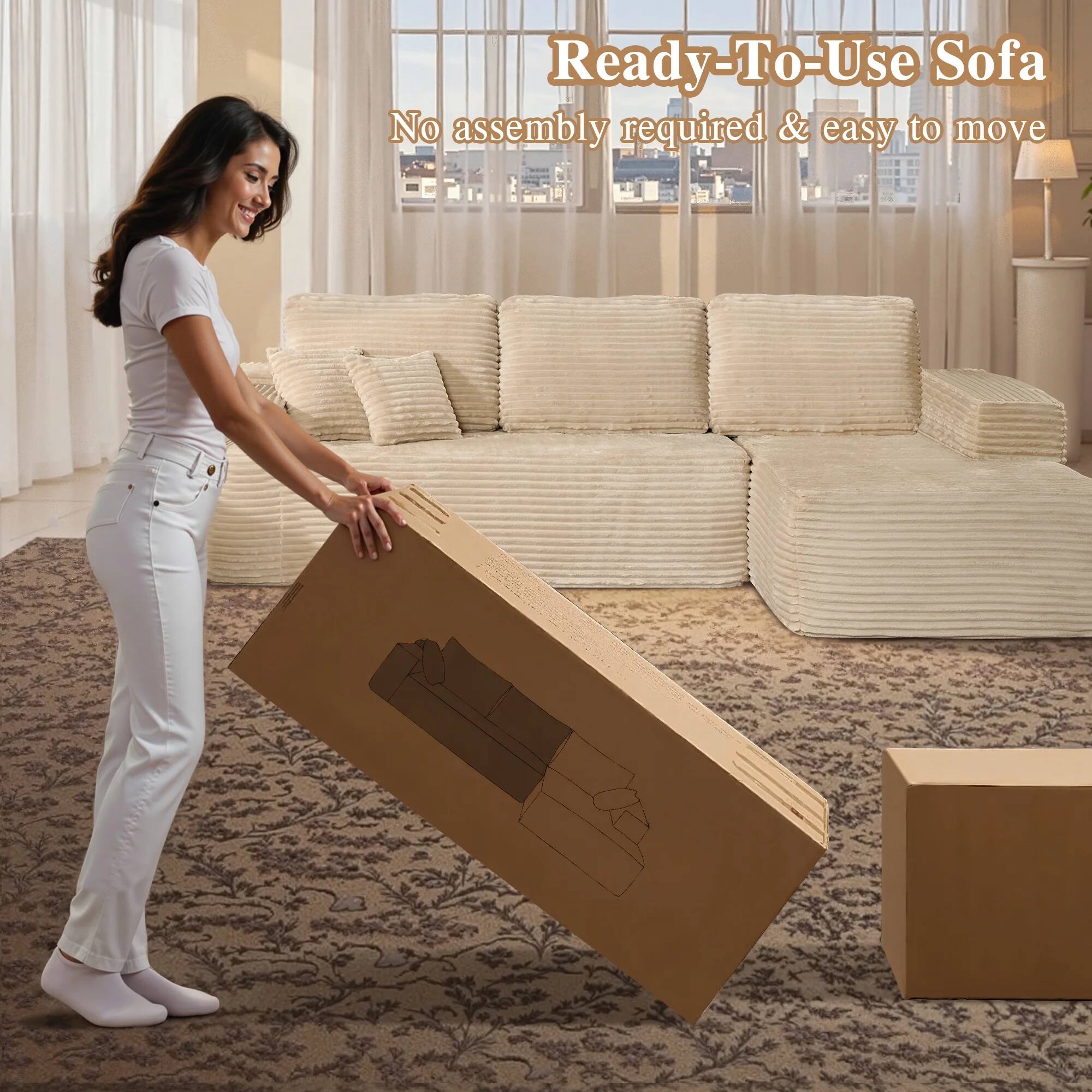 Ready-To-Use Sofa  
No assembly required & easy to move