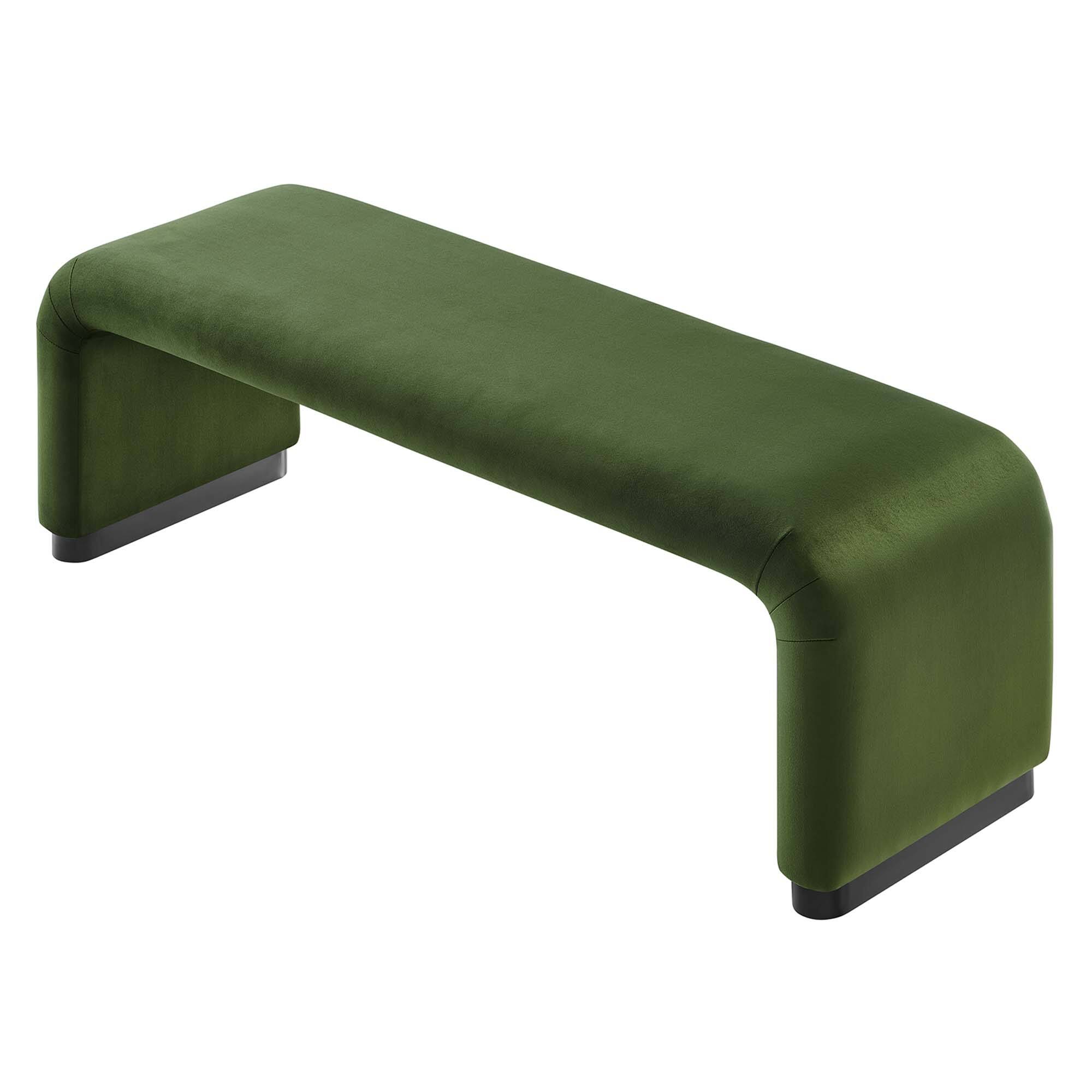 Alt View 2. Modway - Koda Performance Velvet Waterfall Long Bench by Modway - Green.