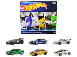 "European Theme" 6 piece Set Diecast Model Cars by Hot Wheels - Multicolor