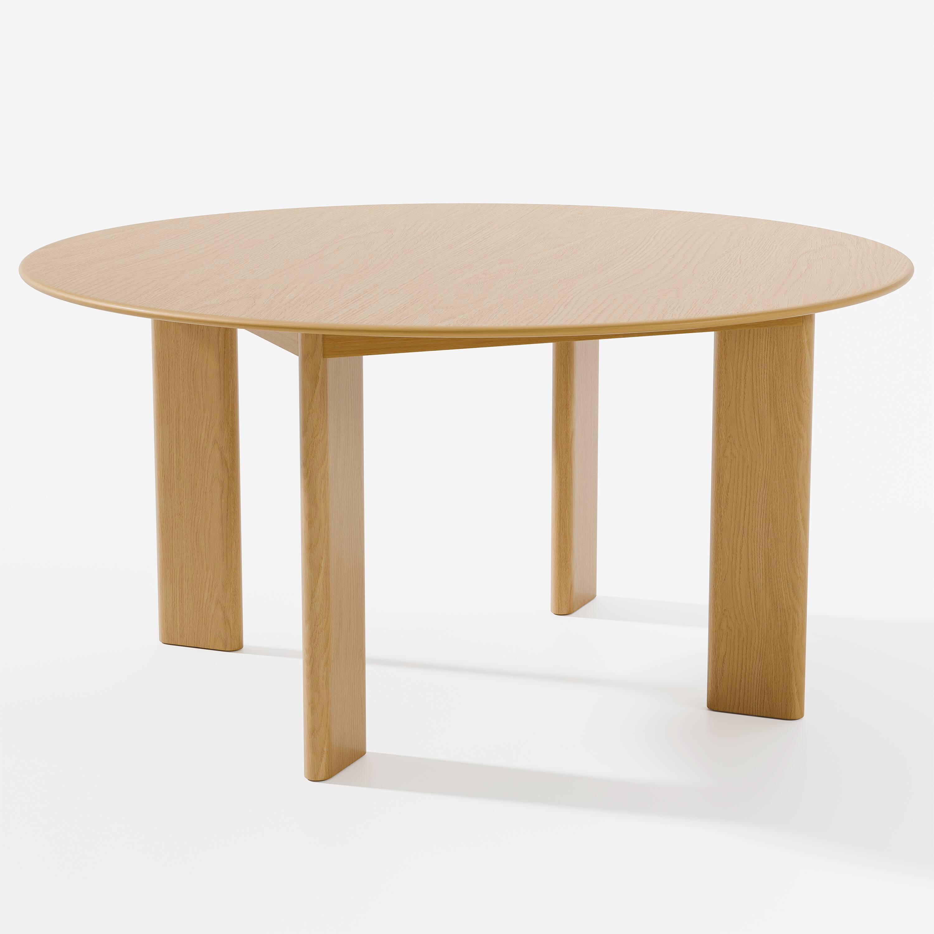 Angle. Lirago - 59in. Tapered Leg Round Natural Dining Table Solid Wood Timeless Style,Seats 10 People - Beige.