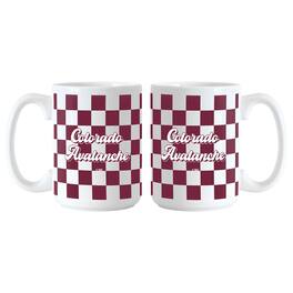 Logo Brands - Colorado Avalanche 2-Pack 15oz. Checkered Wordmark Mug Set - Multicolor