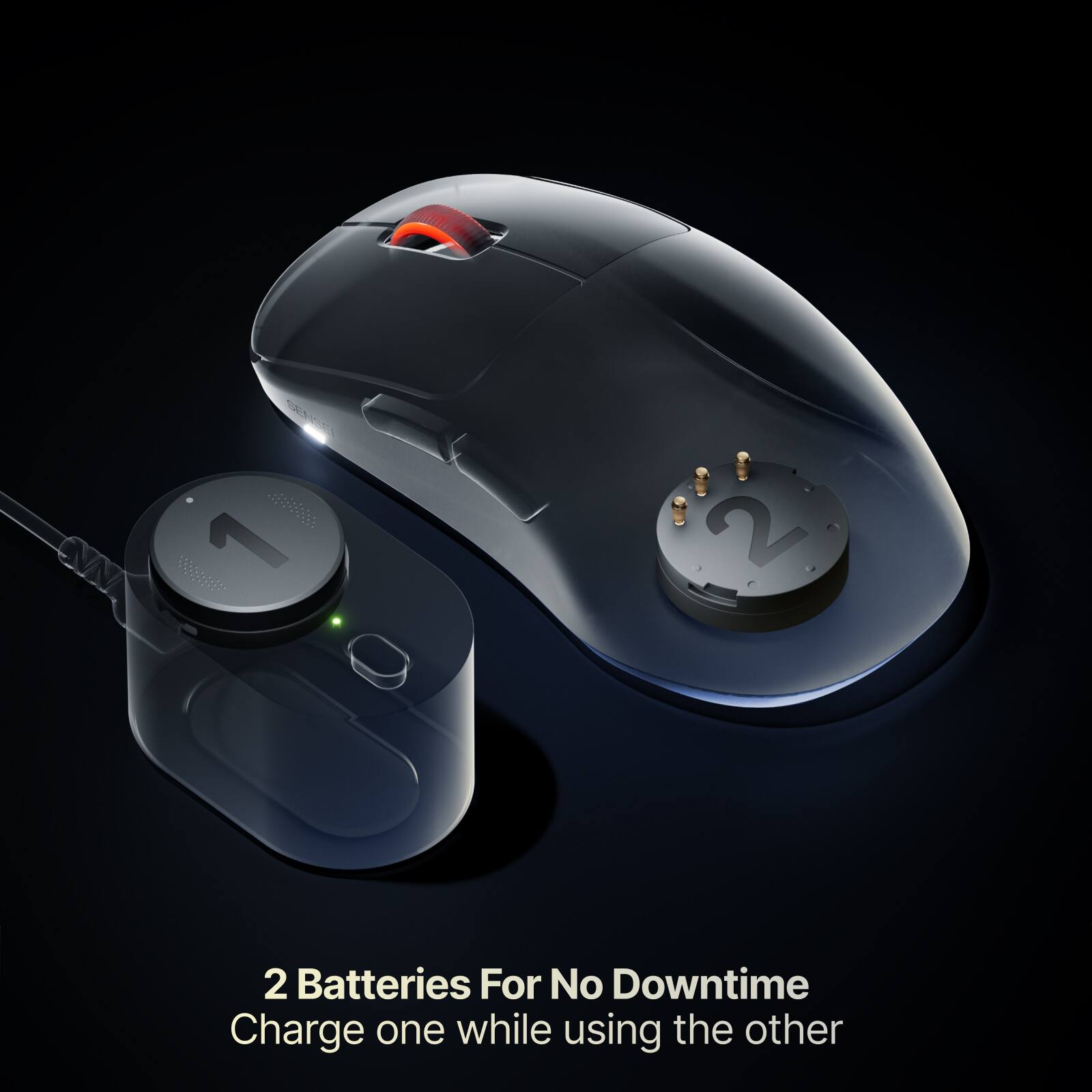 2 Batteries For No Downtime  
Charge one while using the other