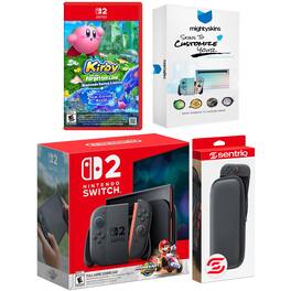 Switch 2 + Mario Kart World, Kirby and the Forgotten Land, MightySkins Code and Protective Case Bundle - Nintendo Switch 2