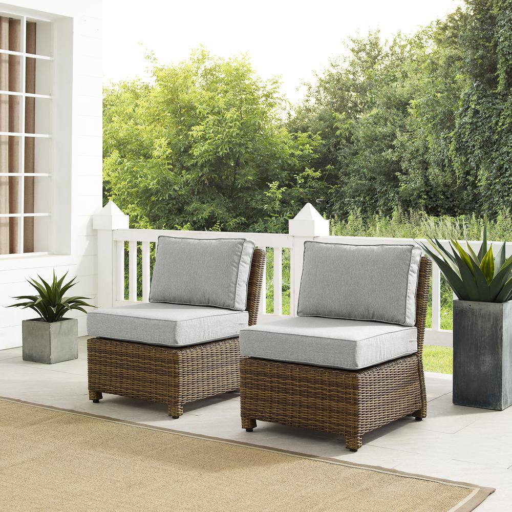 Alt View 9. Crosley Furniture - Bradenton 2Pc Armless Wicker Outdoor Chair Set - 2 Armless Chairs - Gray.