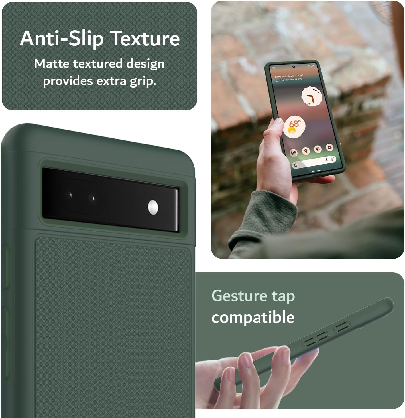 Anti-Slip Texture  
Matte textured design provides extra grip.

Gesture tap compatible