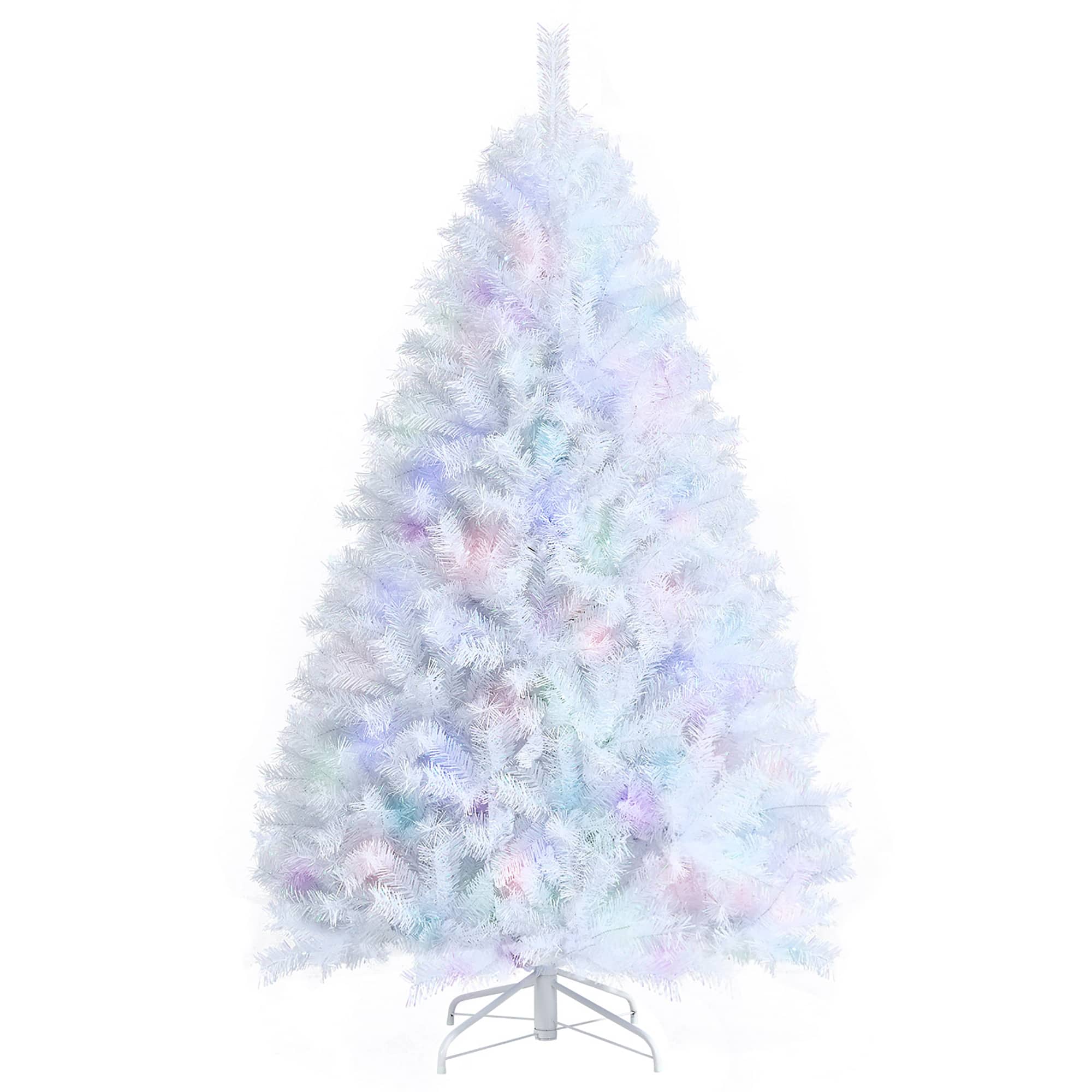 Front. Costway - 6ft Iridescent Tinsel Artificial Christmas Tree with 792 Branch Tips - White.