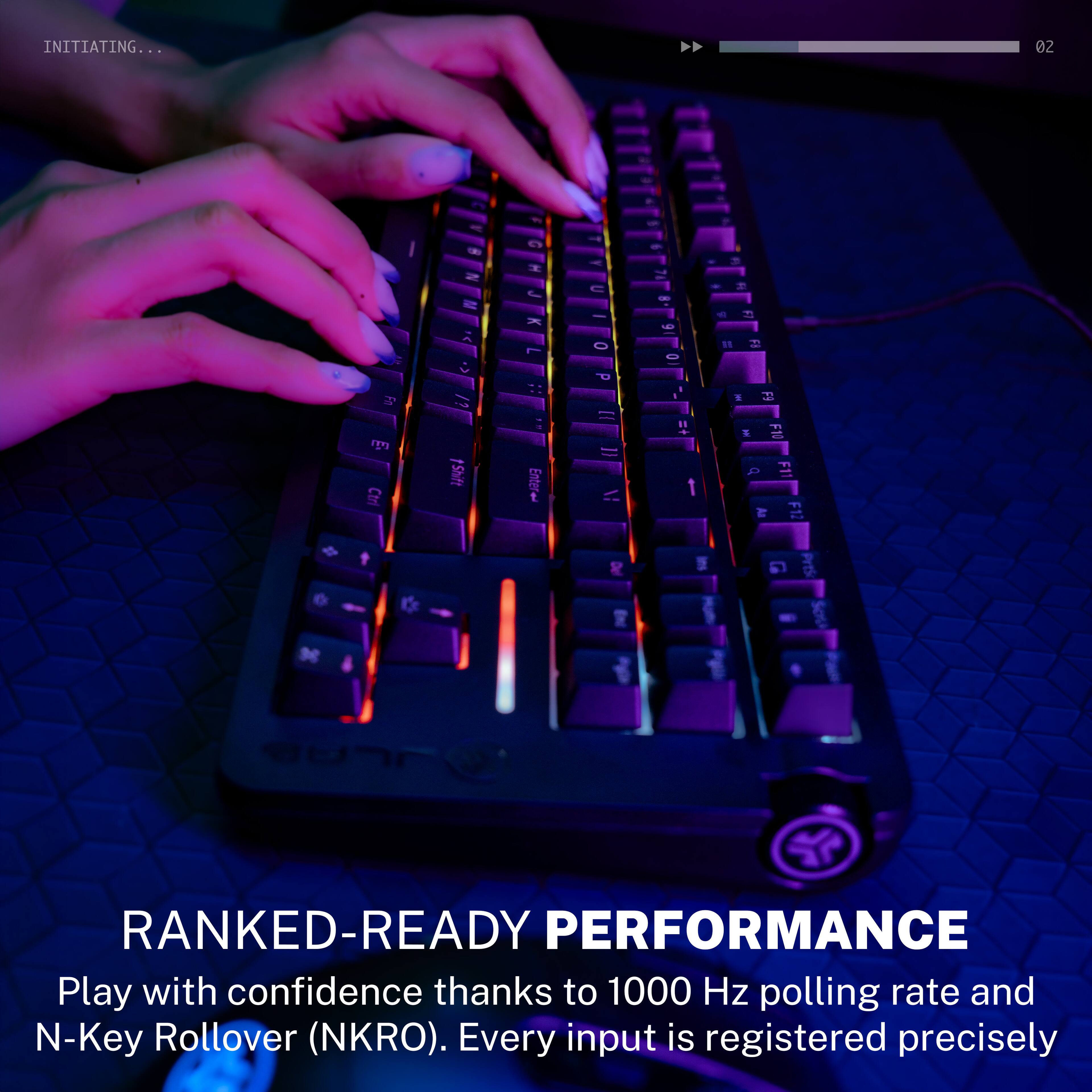 INITIATING...

RANKED-READY PERFORMANCE

Play with confidence thanks to 1000 Hz polling rate and N-Key Rollover (NKRO). Every input is registered precisely.