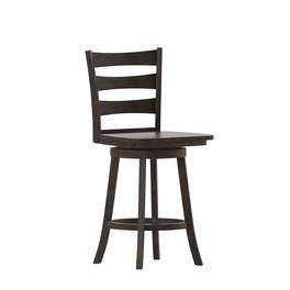 Flash Furniture - Liesel Commercial Grade Wooden Classic Ladderback Swivel Counter Height Barstool with Solid Wood Seat, Wash Walnut - Gray