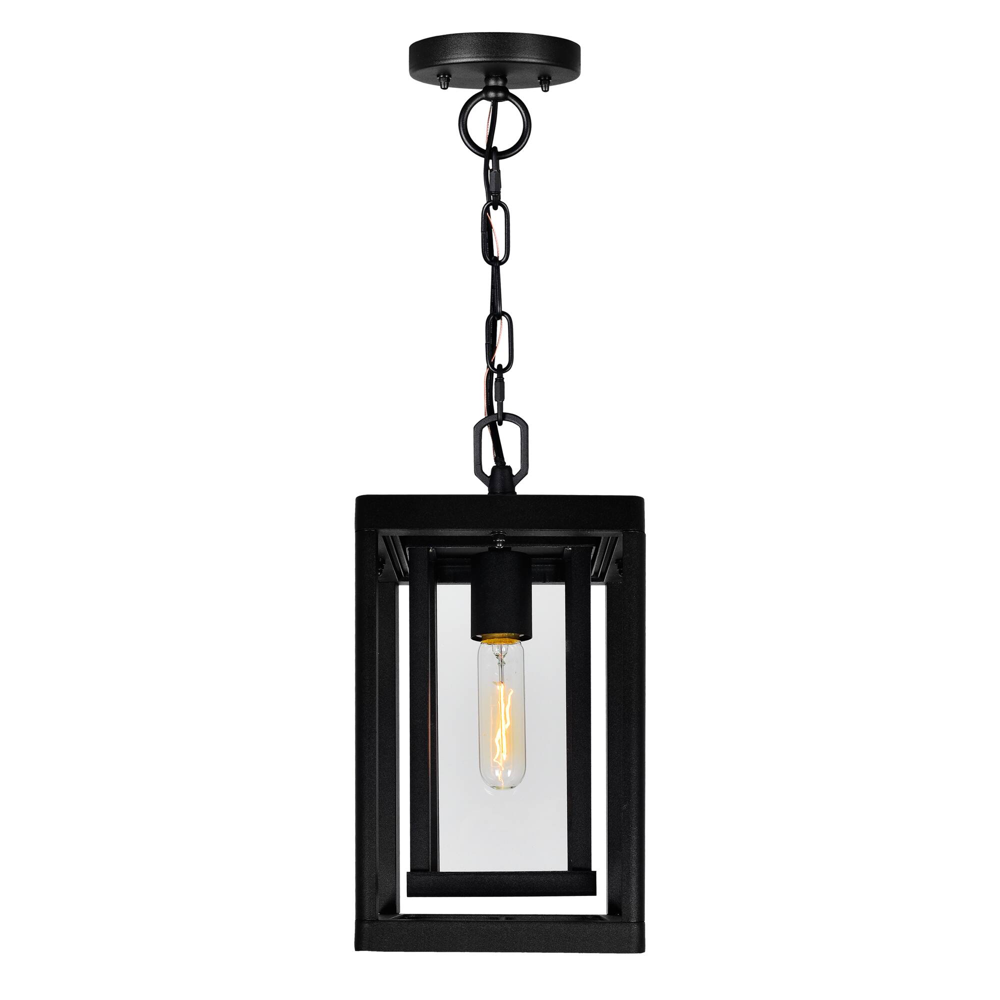 Left. CWI Lighting - Mulvane 1 Light Black Outdoor Hanging Light - Black.