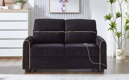 Roomtec - Chenille Pull Out Sofa Bed 58inch Sofa Bed Sleeper Sofa Loveseat Sofa with Adjustable 3 Position Backrest 4 Side - Black