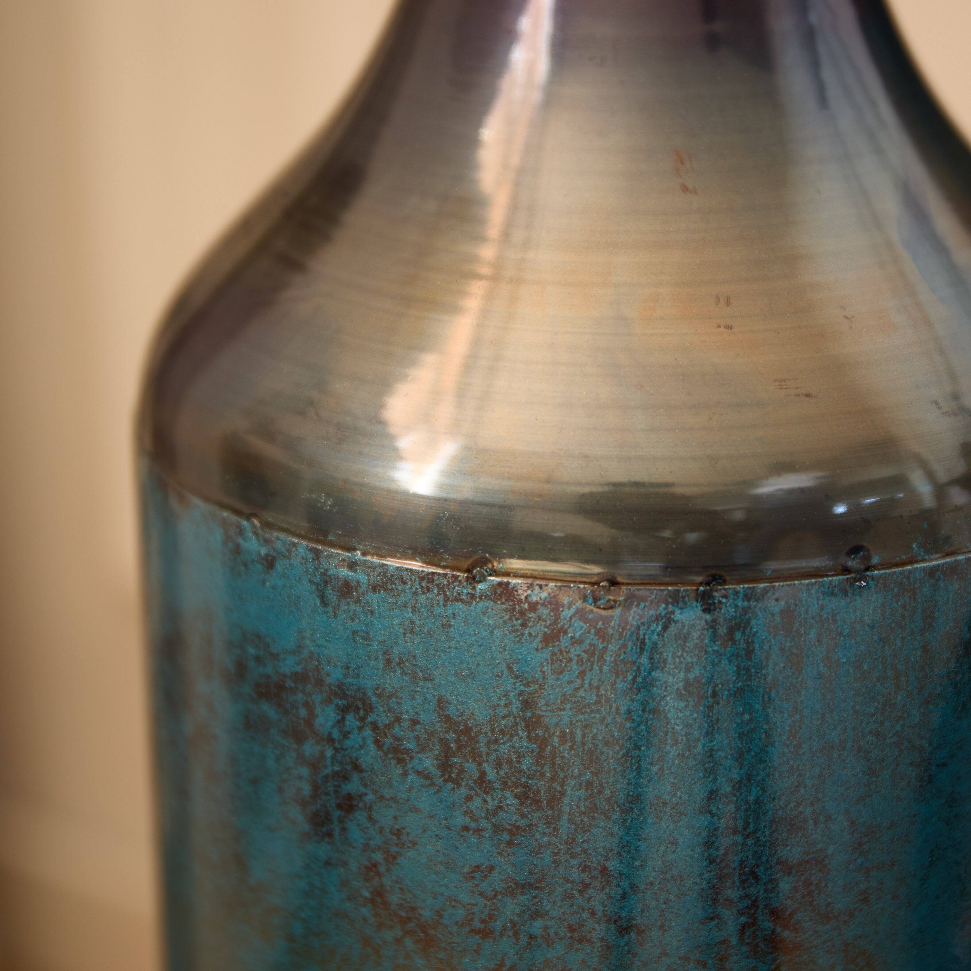 Alt View 3. Anysun - Torch-Fired Metal Vases Set of 3 - Blue Burnt Finish Floor Vases, 28.34/24.4/20.4in for Farmhouse Decor - Blue.