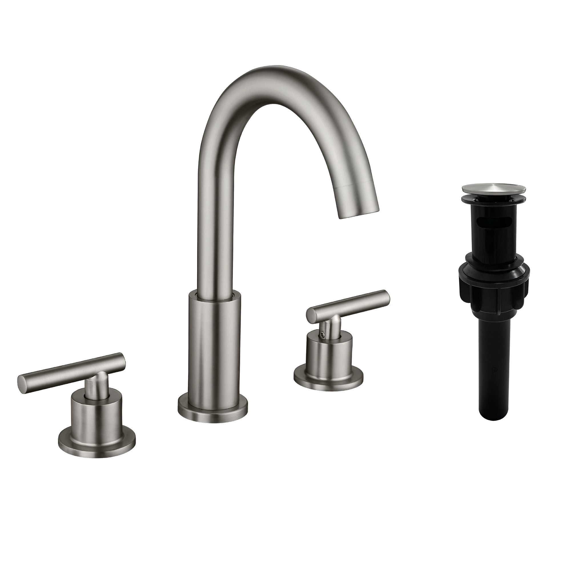 Back. Boyel Living - 8 in Widespread Double Handle 1.2 GPM Bathroom Faucet with Quick Connect Hose and Pop Up Drain in Brushed Nickel - Brushed Nickel.