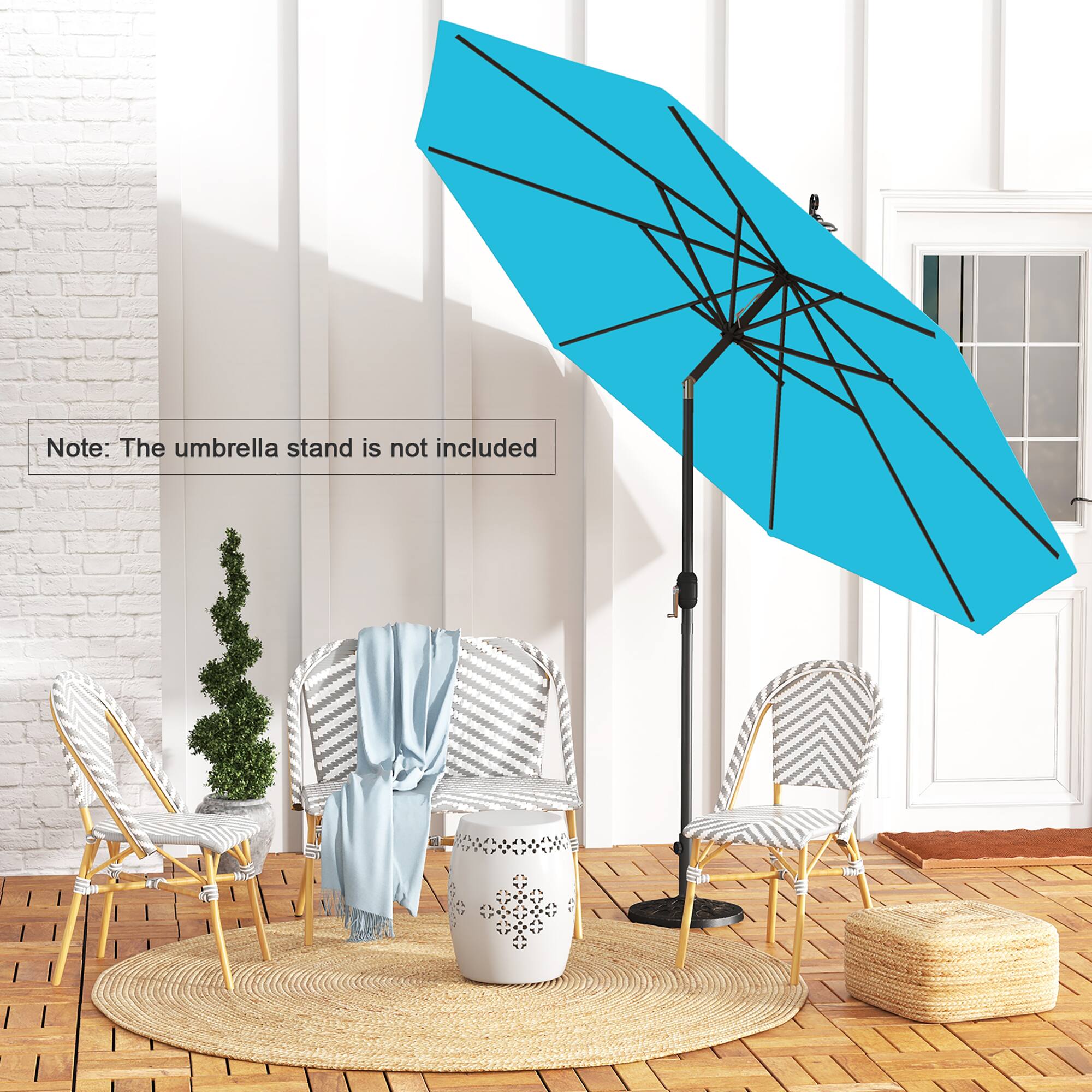 Note: The umbrella stand is not included.