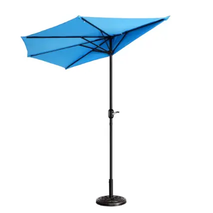 Nature Spring - 9-Foot Half Round Patio Umbrella - Blue