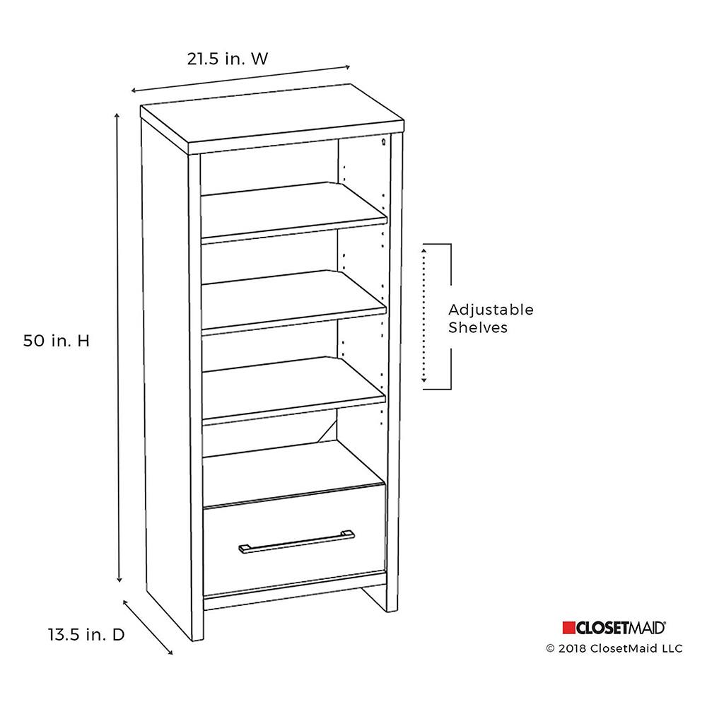 21.5 in. W  
50 in. H  
13.5 in. D  
Adjustable Shelves  
CLOSETMAID  
© 2018 ClosetMaid LLC