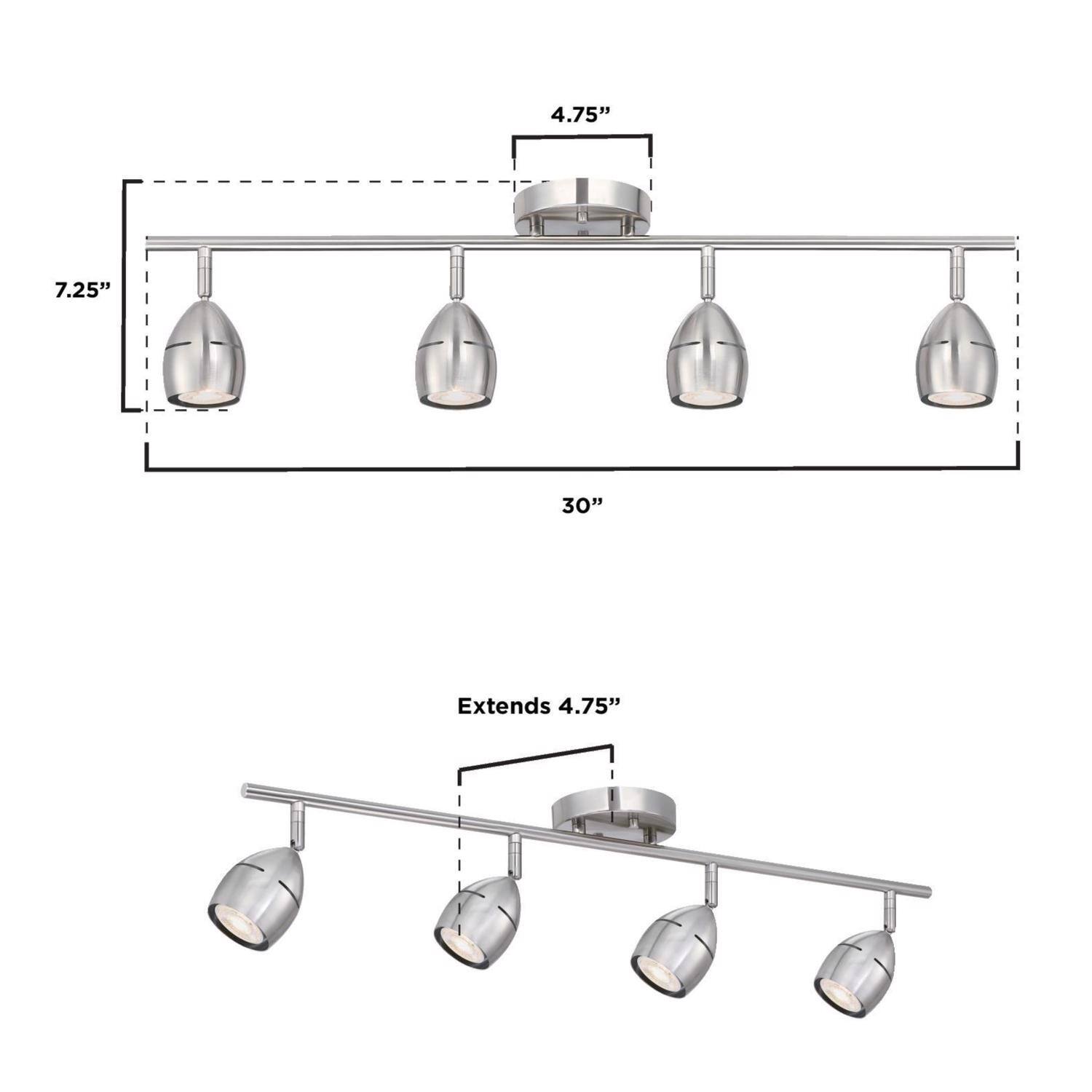 4.75" 7.25" 30" Extends 4.75"