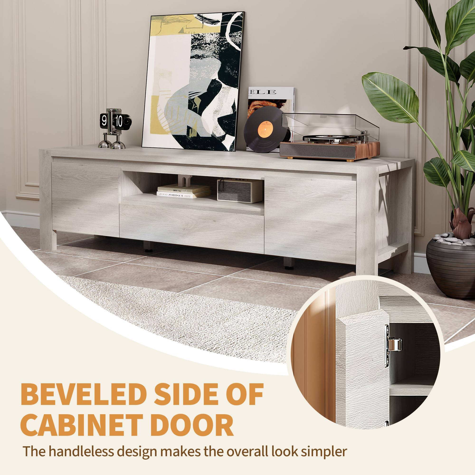 BEVELED SIDE OF CABINET DOOR

The handleless design makes the overall look simpler