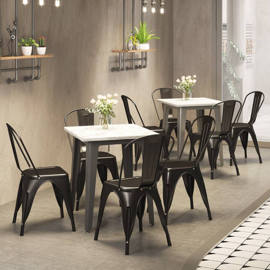 Gymax Tolix Style Metal Dining Chairs Set of w/ Removable