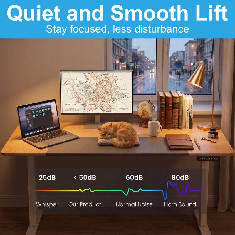Quiet and Smooth Lift  
Stay focused, less disturbance  

25dB < 50dB 60dB 80dB  
Whisper Our Product Normal Noise Horn Sound