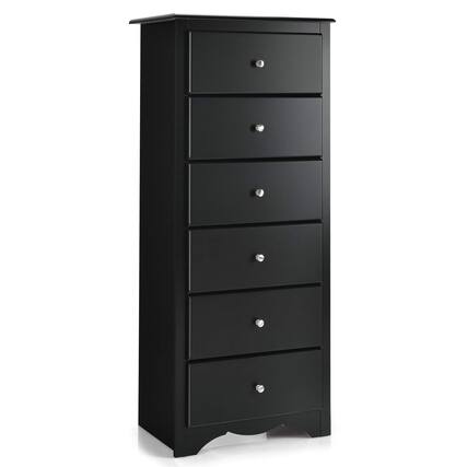 Front. Ecooso - 6-Drawer Dresser Storage Cabinet Clothes Organizer for Bedroom and Living Room - Black.